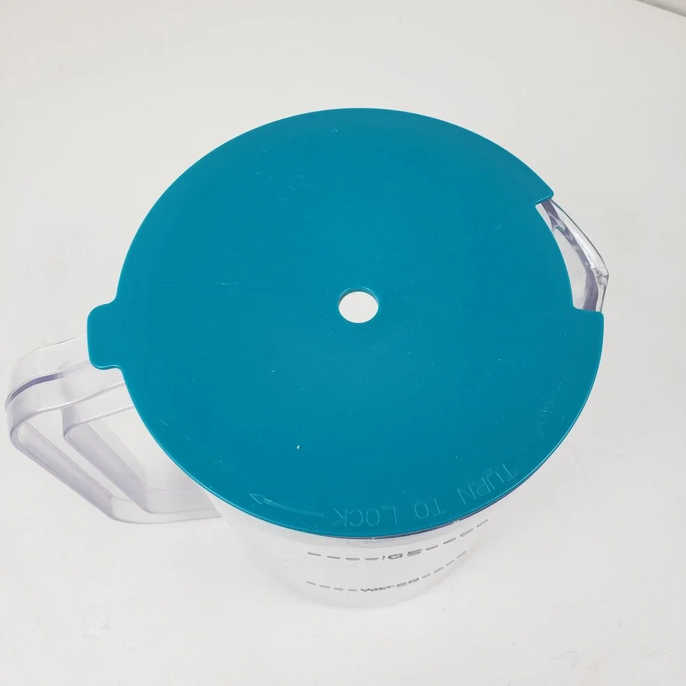 West Bend Iced Tea Maker Replacement Pitcher Carafe with Teal Lid Clear Plastic